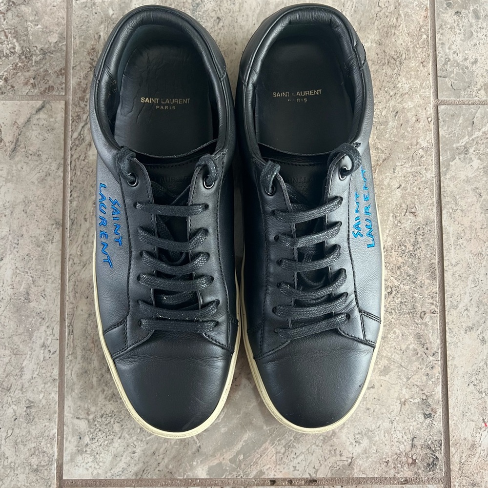 Saint Laurent Black and Blue Men's Sneakers - Picture 2 of 5